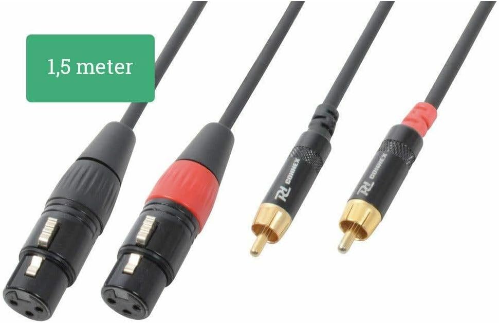 PD Connex - Signalkabel Audiokabel 2x XLR weiblich - 2x RCA männlich - 1,5 Meter, XLR auf Chinch, To