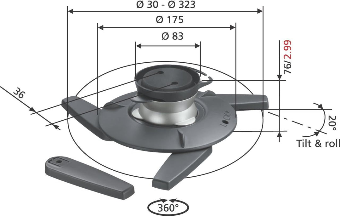Vogel's EPC 6545 Projektor-Deckenhalterung für 30-323mm (1,18-12,7 Zoll) Projektoren, neigbar, max.