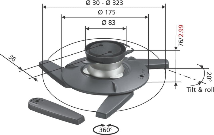 Vogel's EPC 6545 Projektor-Deckenhalterung für 30-323mm (1,18-12,7 Zoll) Projektoren, neigbar, max.