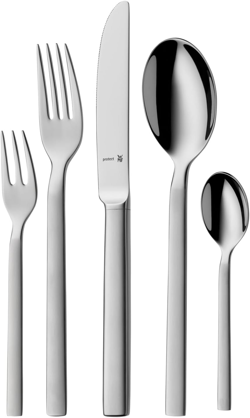 WMF Lyric Plus Besteck Set 12 Personen, 66 teilig, 60 Teile mit Servierbesteck, Hohlheftmesser, Crom