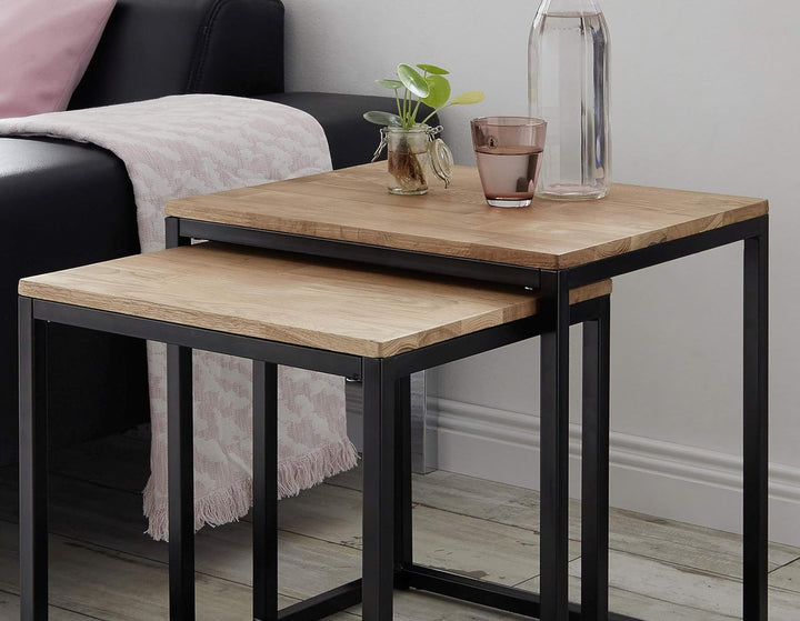 Robas Lund Couchtisch Beistelltisch, Schwarz, 50x40 cm und 45x37 cm 50x40cm und 45x37cm, 50x40cm und