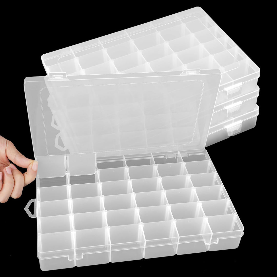 4 Stück 36 Gitter Sortierboxen für Kleinteile, 27x17.5x 4.5cm Transparente Aufbewahrungsbox für Schm