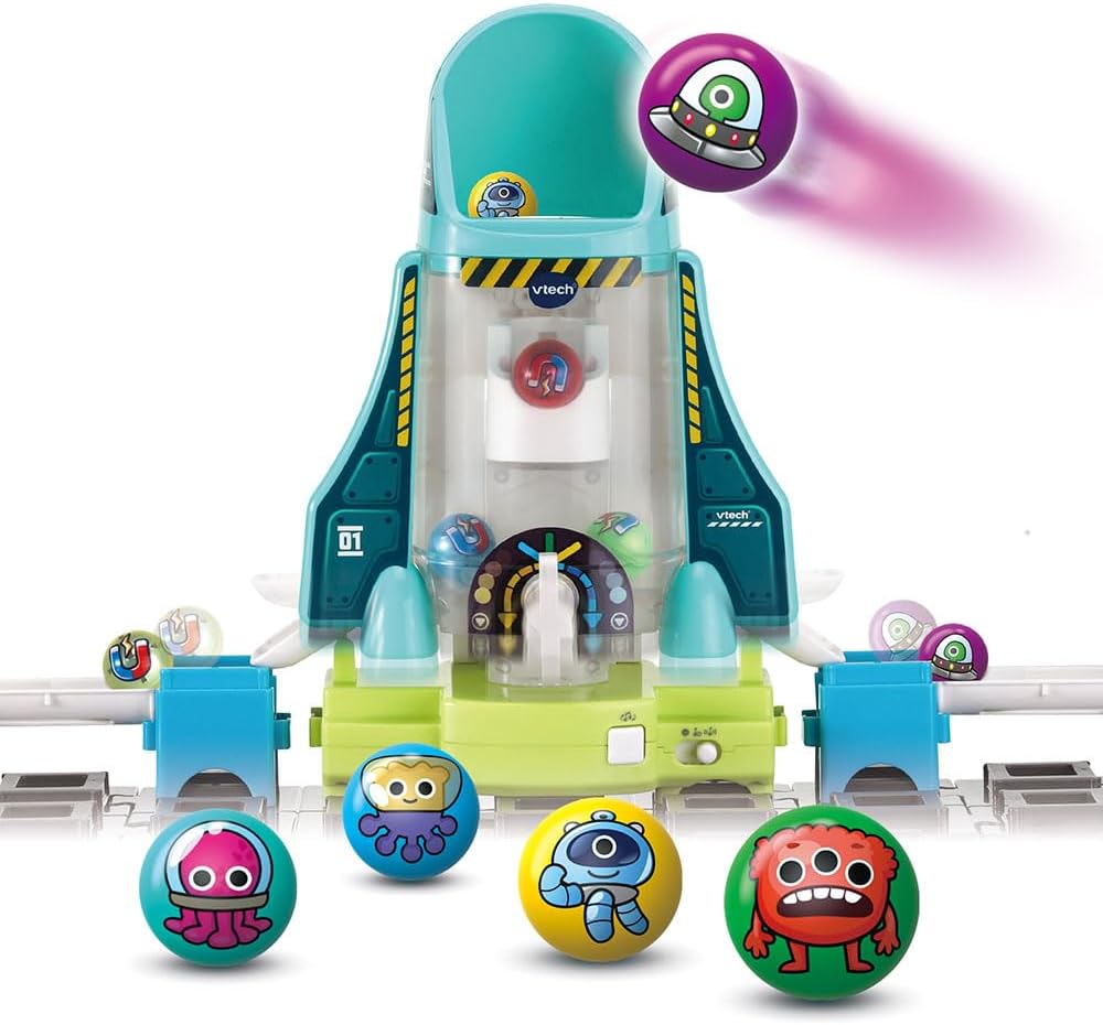 VTech - Marble Rush, Elektronische Kugelbahn, Space Magnetic Mission Set XL300E, magnetisches Bauspi