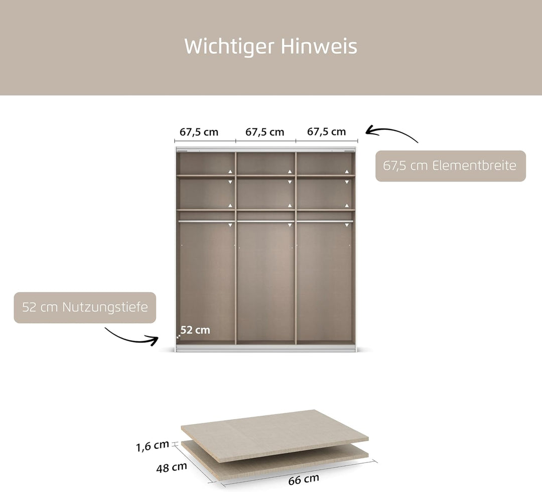 Rauch Möbel Zubehör Einlegeböden Schwebetürenschrank, 2er Set, BxHxT 66x16x48 cm