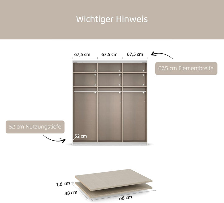 Rauch Möbel Zubehör Einlegeböden Schwebetürenschrank, 2er Set, BxHxT 66x16x48 cm