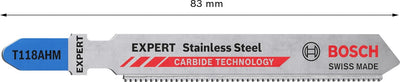 Bosch 3x EXPERT Stainless Steel T118AHM Stichsägeblatt (für Edelstahlbleche, Edelstahlbleche, Länge