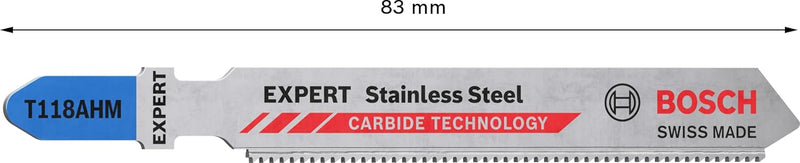 Bosch 3x EXPERT Stainless Steel T118AHM Stichsägeblatt (für Edelstahlbleche, Edelstahlbleche, Länge