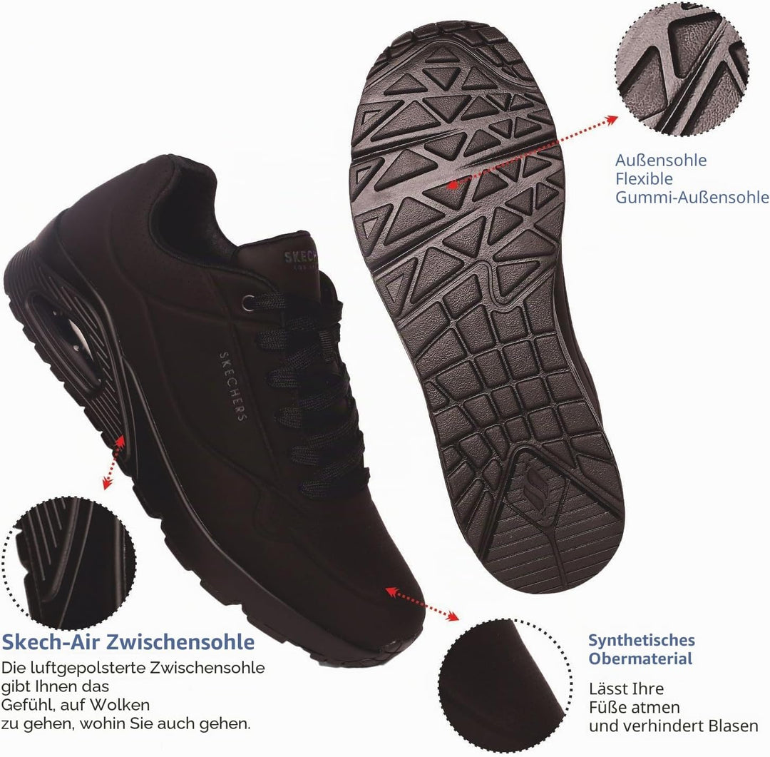 Skechers Herren UNO Stand On Air Sneaker 39 EU Schwarz, 39 EU Schwarz