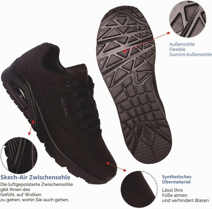 Skechers Herren UNO Stand On Air Sneaker 39 EU Schwarz, 39 EU Schwarz