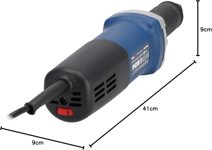 DEDRA Geradschleifer 550W, Schaft 6 mm, 3m kabel, 7000-34000 U/Min, gewicht 1,75kg, softgrip mit Ein