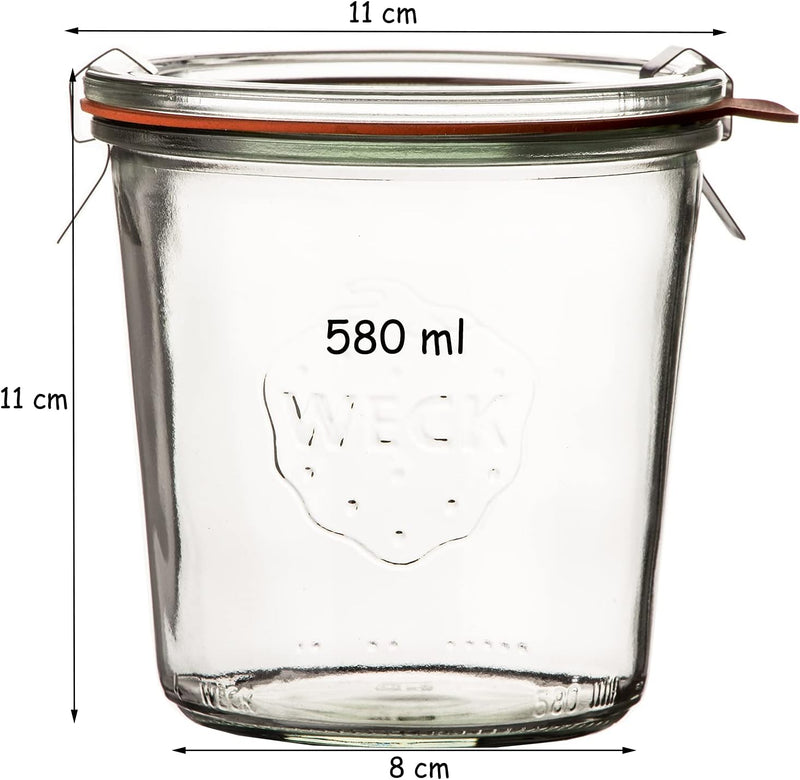 12 Stück Weck Sturzform-Glas 0,5l Rundrandglas Einmachglas Einweckglas Single, Single