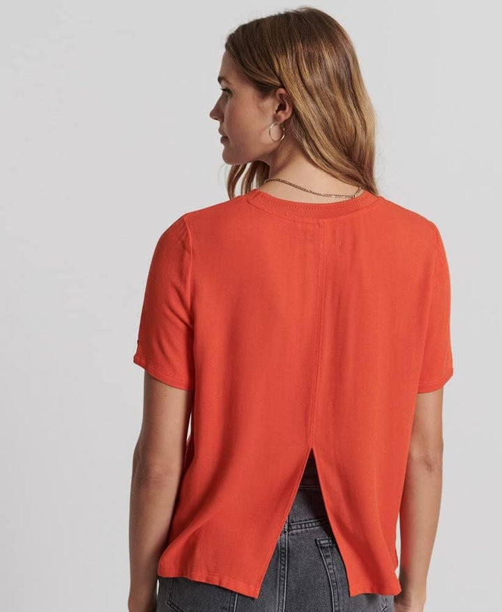 Superdry Damen Studios Woven S/S Top Shirt S Pureed Pumpkin, S Pureed Pumpkin