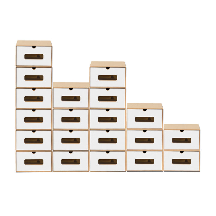 BigDean 20x Schuhaufbewahrung BRAUN/WEISS mit Sichtfenster Aufbewahrungsbox Stapelbar Storage Box Sc