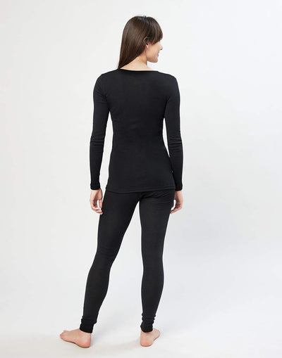Dilling Merino Langarmshirt für Damen - Extra Feine Unterwäsche aus 100% Bio Merinowolle 38 Schwarz,