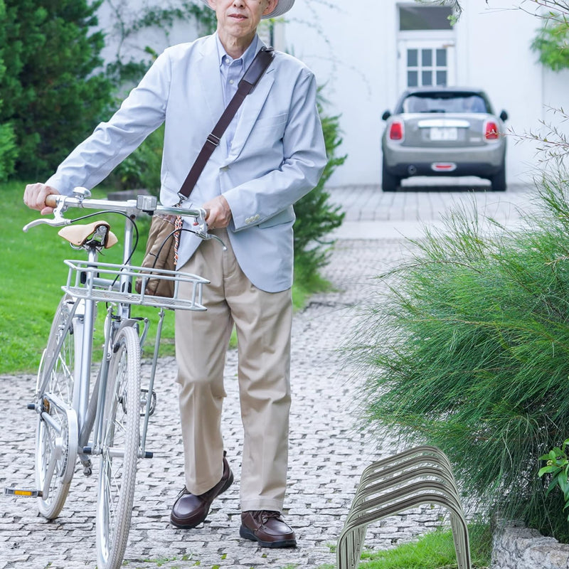 Relaxdays Fahrradständer Boden, für 5 Fahrräder, bis 50 mm Reifenbreite, Metall, Garage, Fahrrad-Auf