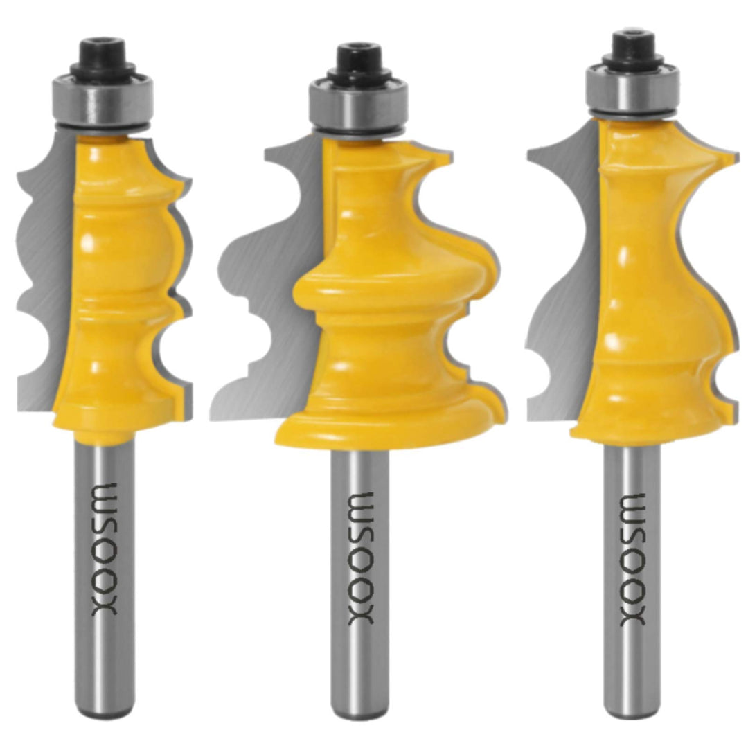 WSOOX 8mm Schaft Architectural Moulding Fräser Set 3 Stück Formfräser für Holzbearbeitung