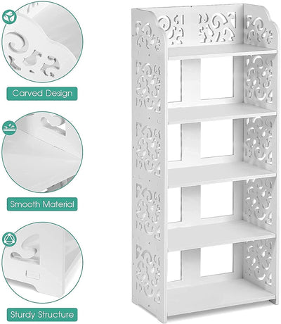 Schuhregal Weiss, 5-Tier Schuhablage Schmal Hoch Stehregal Shoe Rack White Schuhbank Klein Freistehe