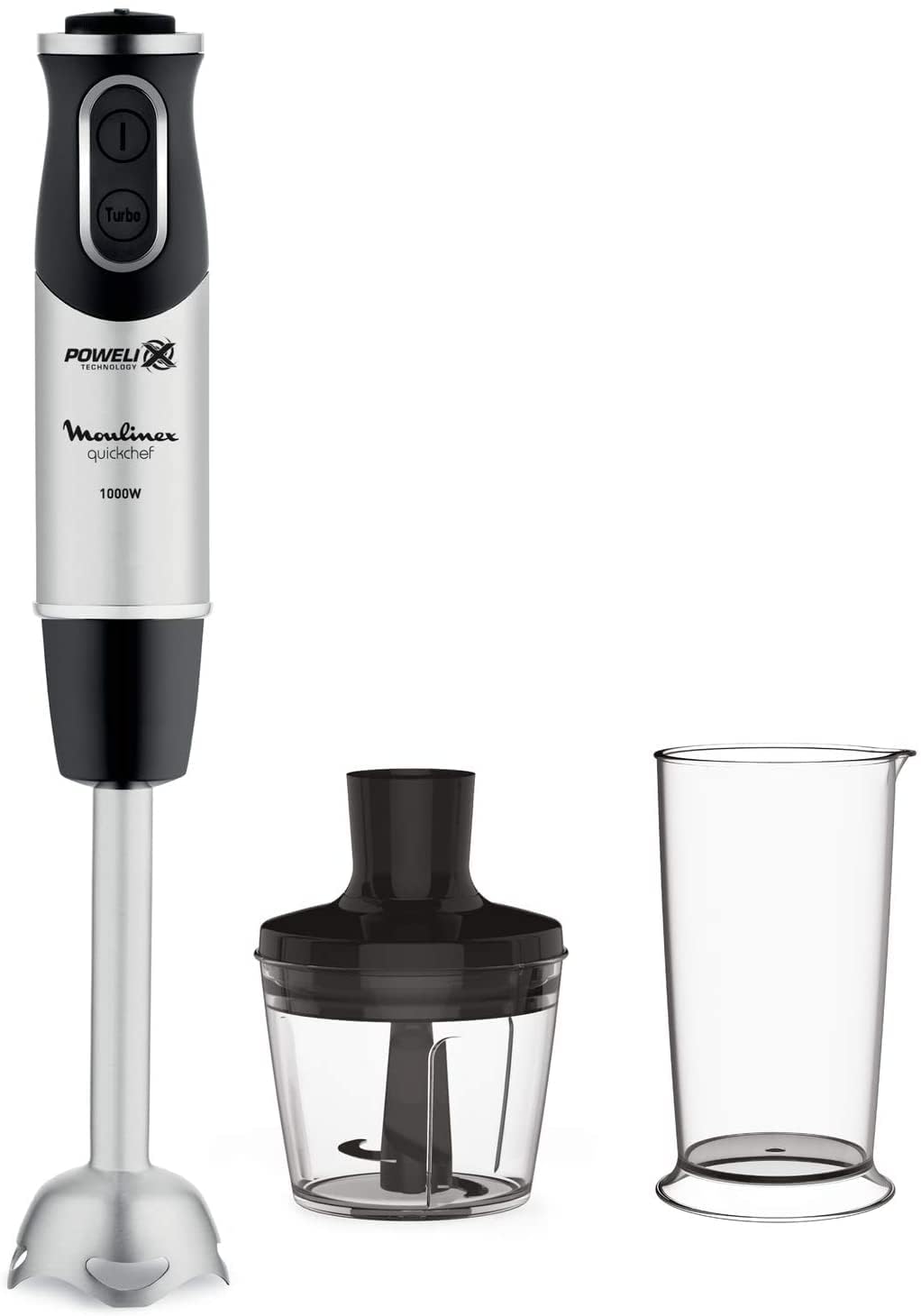 Moulinex DD6578 Quickchef 2-in-1 Stabmixer, 1000 W, Mixer mit Powelix-Technologie und 10 Geschwindig