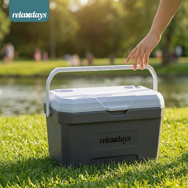 Relaxdays Kühlbox, 15 l, mit Kühlakku &amp; Griff, Camping, Picknick, ohne Strom, HBT 30 x 46 x 30 cm, I