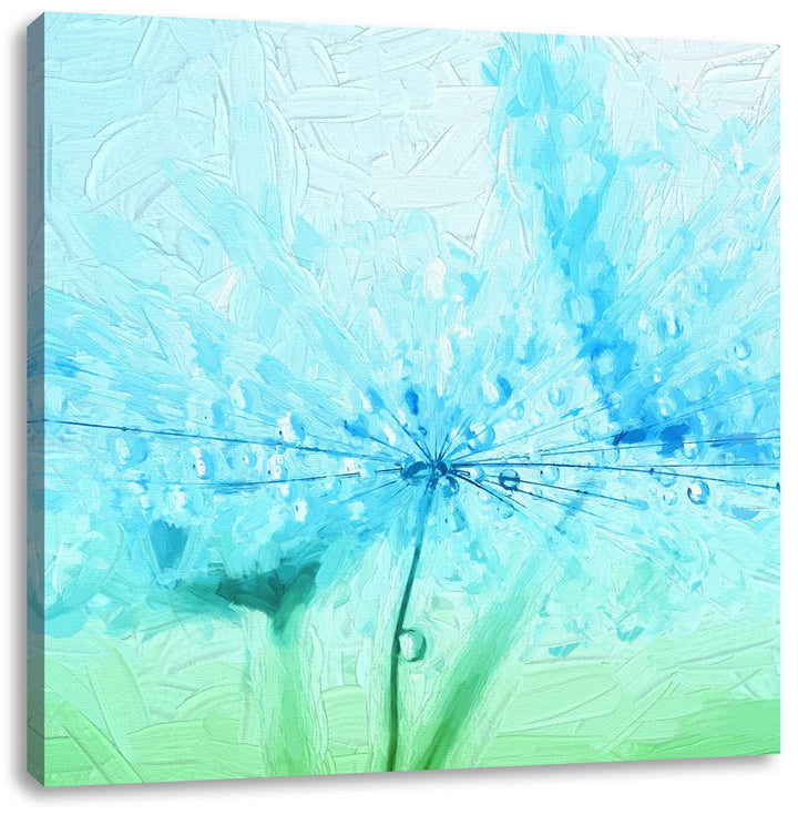 Pixxprint Pusteblume bedeckt mit Tropfen Pinsel Effekt, Format: 70x70 auf Leinwand, 70x70