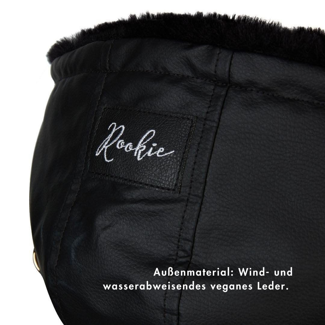 ROOKIE Babytragen Wintercover (Black) - Grösse 56-96 - Weiches Kunstfell als Innenfutter - Wind & Wa
