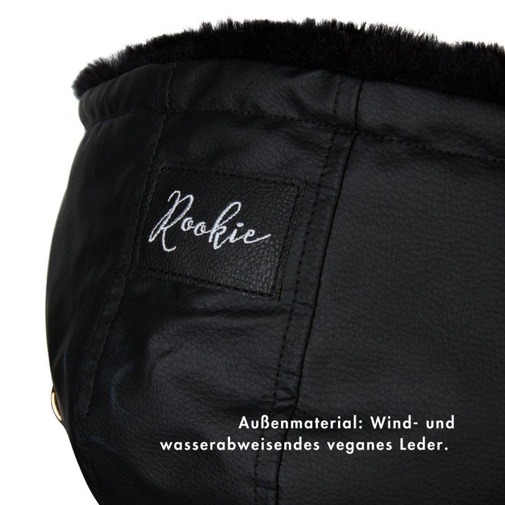 ROOKIE Babytragen Wintercover (Black) - Grösse 56-96 - Weiches Kunstfell als Innenfutter - Wind & Wa