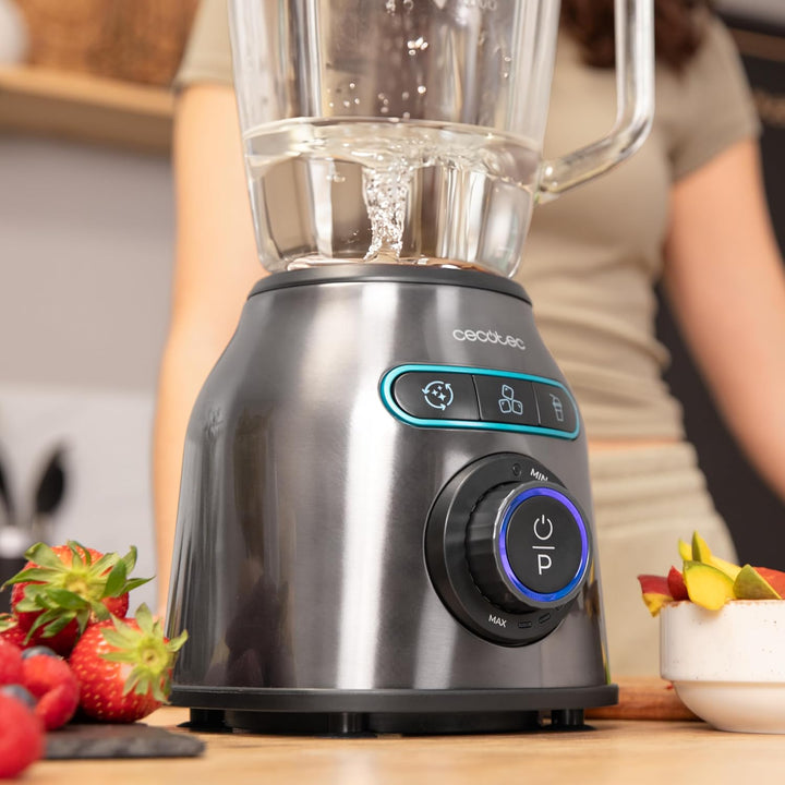 Cecotec Standmixer Power Black Titanium 2200MAX Smooth, 2200 W maximale Leistung, 6 Klingen aus Edel