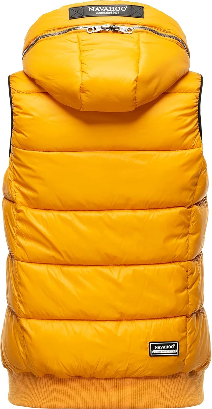 Navahoo Damen Steppweste leichte Outdoor-Weste Übergangsjacke mit Kapuze Kassidy XS-3XL XS Gelb, XS