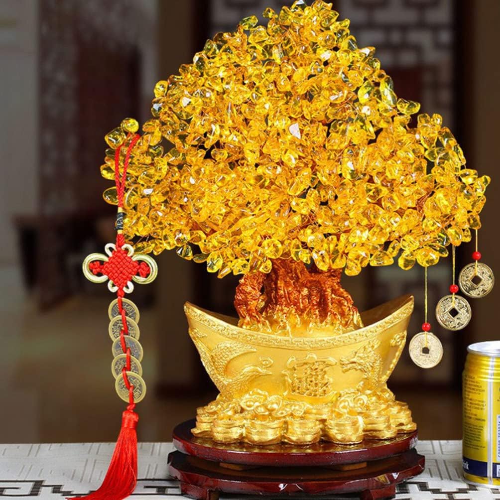 BESPORTBLE Chinesische Geldbaum Bonsai Glücksbaum Deko Feng Shui Baum Kristallbaum Chinesische Neuja