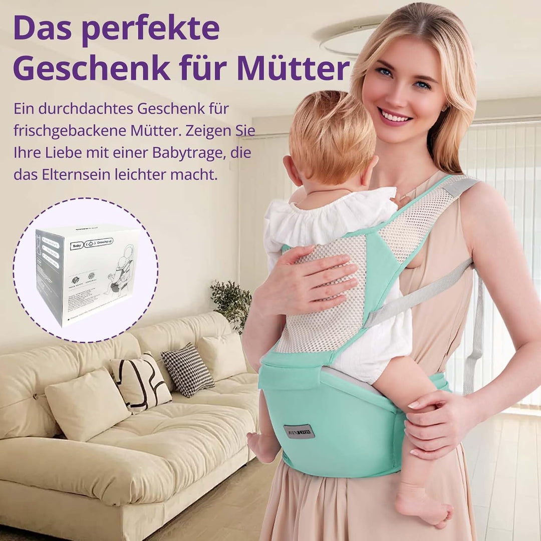 Ergonomische Babytrage mit Verstellbarem Gurt - 6-in-1 Neugeborenen-Kleinkind-Tragetuch, Atmungsakti