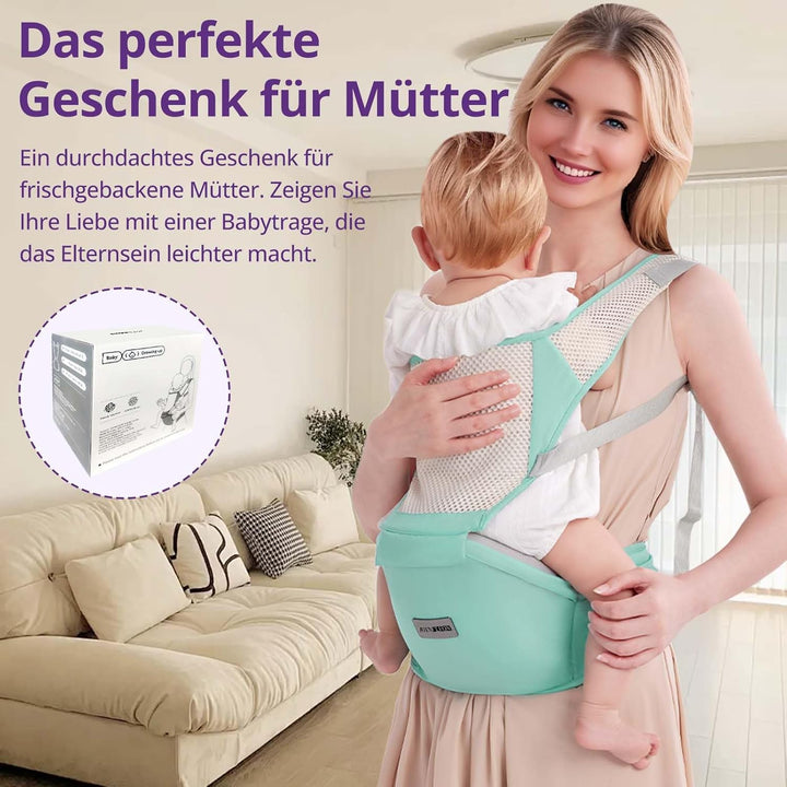 Ergonomische Babytrage mit Verstellbarem Gurt - 6-in-1 Neugeborenen-Kleinkind-Tragetuch, Atmungsakti