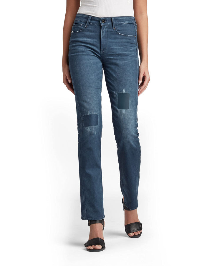 G-Star Damen Noxer Straight Jeans 27W / 32L Blau (Worn in Rivulet Patch Restored D17192-c048-c601),