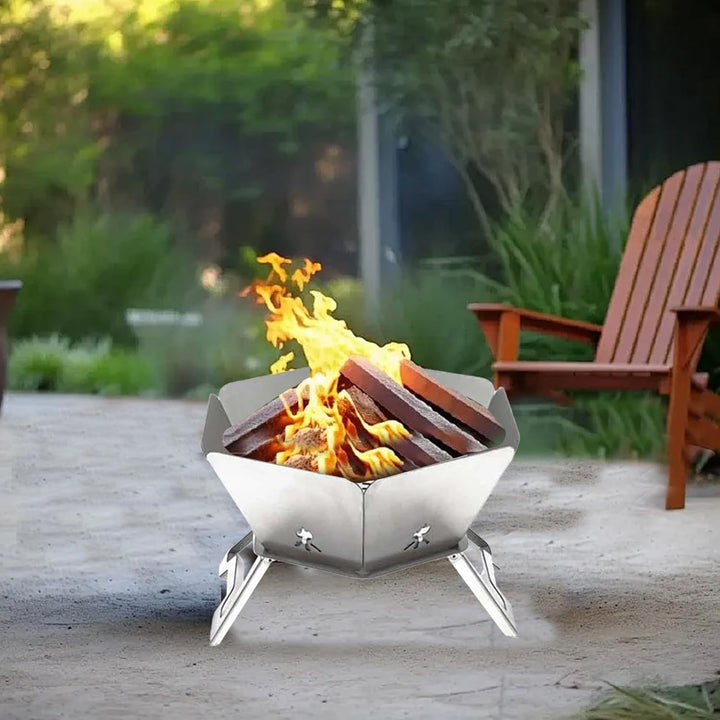 Tragbare Feuerstelle für Camping, Faltbare Feuerstelle Edelstahl Outdoor, Camping Feuerschale für Pi