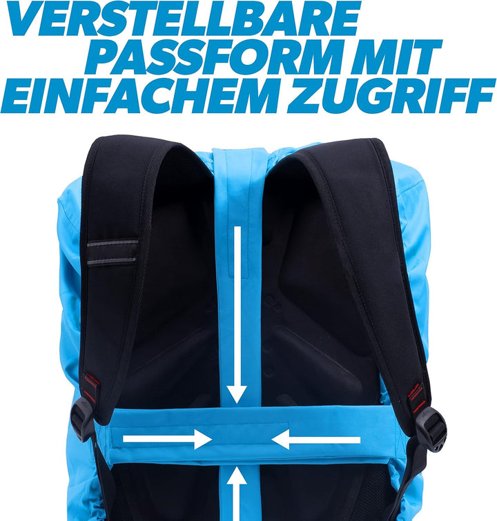 BTR Wasserfester Regenschutz für den Rucksack, Regenschutz für Schulranzen Blau Mittelgross (47cm x