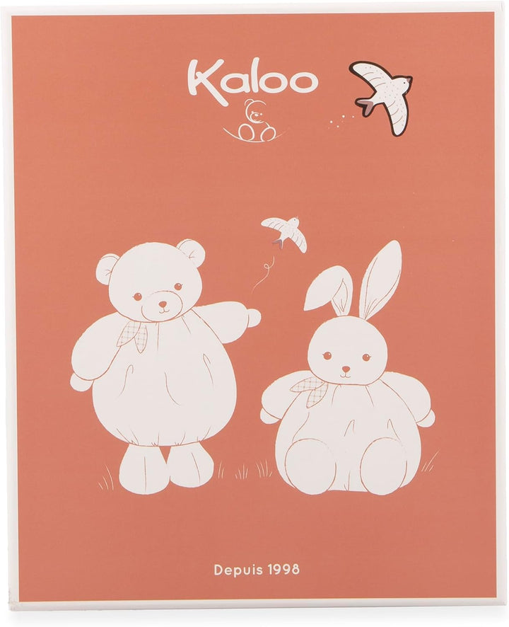 KALOO - Rundes Schmusetuch in Hasenform - Creme - Vichy-Stil - Grösse 24 cm - Weiches und Flauschige