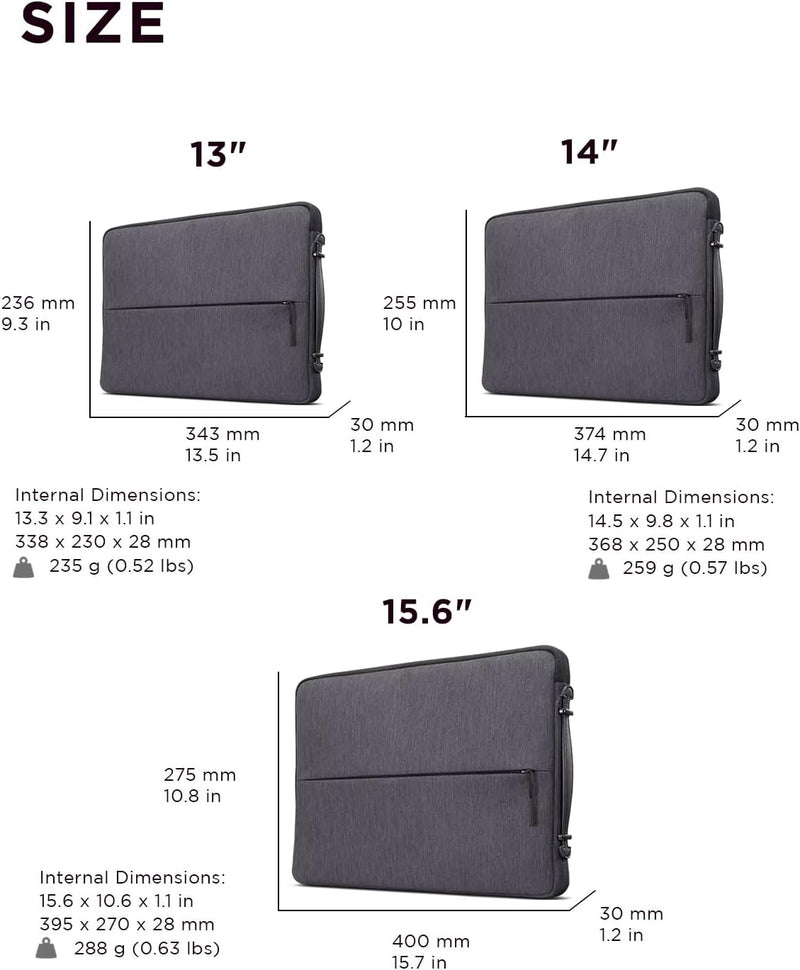 Lenovo [Tasche] 13 Zoll Laptop Urban Sleeve Case (wasserabweisend), works with Chromebook (WWCB), gr