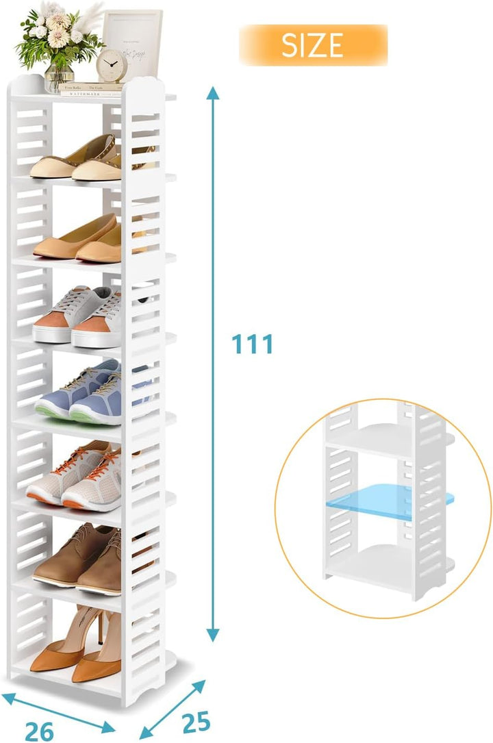 Dripex Schuhregal Schmal Weiss, Verstellbarer, Multifunktional, Standregal Schuhständer für Flur Ein