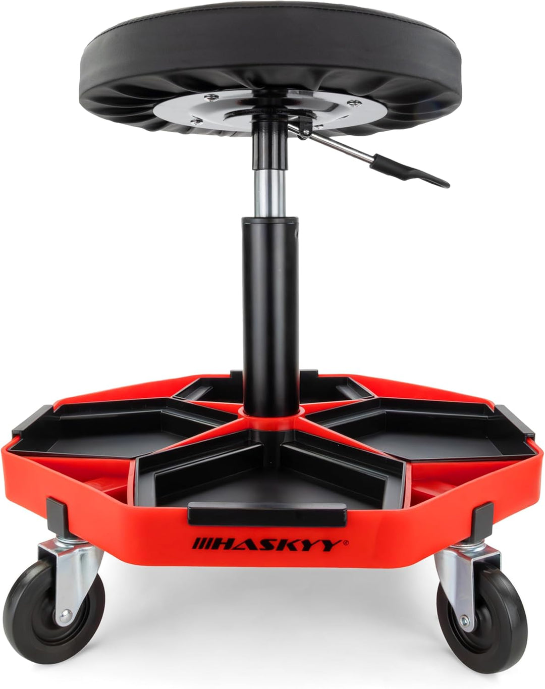 HASKYY Werkstatthocker Arbeitshocker Praxishocker 43-58cm - Bis 150kg belastbar - Gepolsterter Werks
