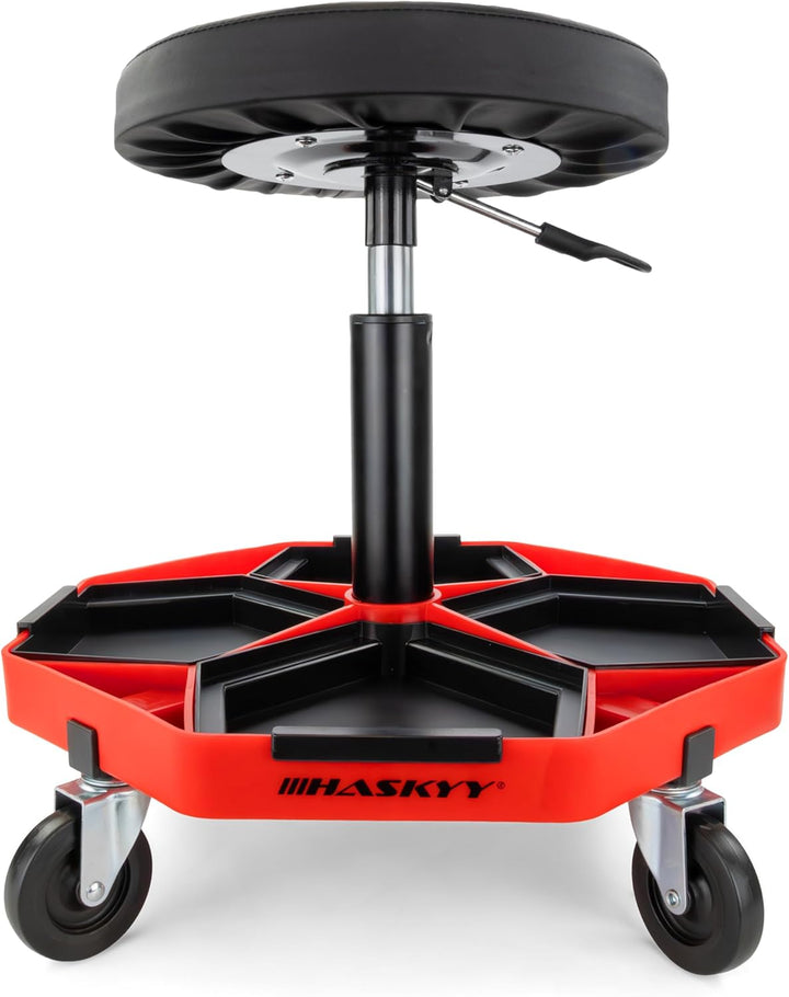 HASKYY Werkstatthocker Arbeitshocker Praxishocker 43-58cm - Bis 150kg belastbar - Gepolsterter Werks