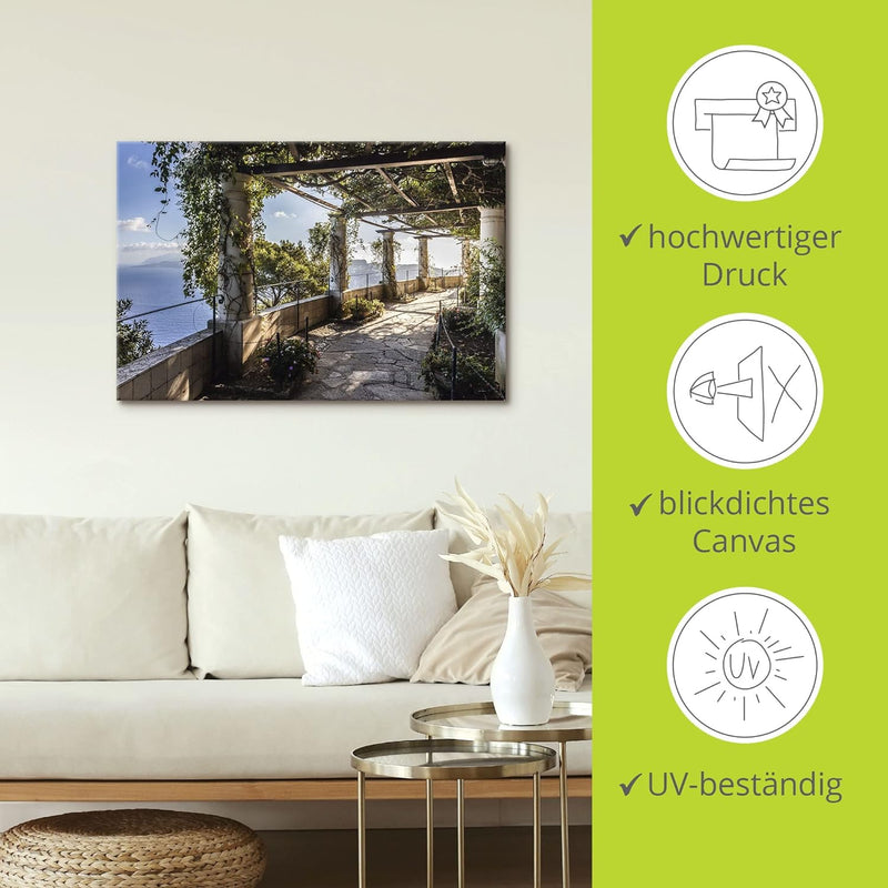 ARTland Leinwandbilder Wandbild Bild auf Leinwand 60x40 cm Ausblick Meer Strand Küste Garten Villa C