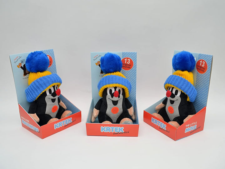 Plüschtier Kuscheltier 20 cm Original Der Kleine Maulwurf mit Blau Mütze, Sitzend und Sprachend Stof