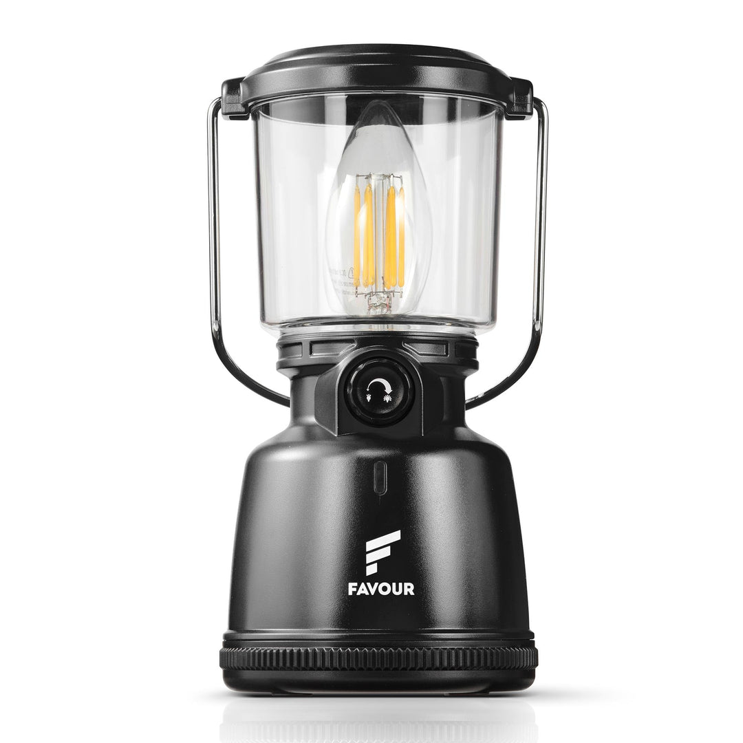 Favour Retro LED Laterne Outdoor | Helle Campinglampe, dimmbar, Kerzenlichtmodus | LED Lampe Akku au