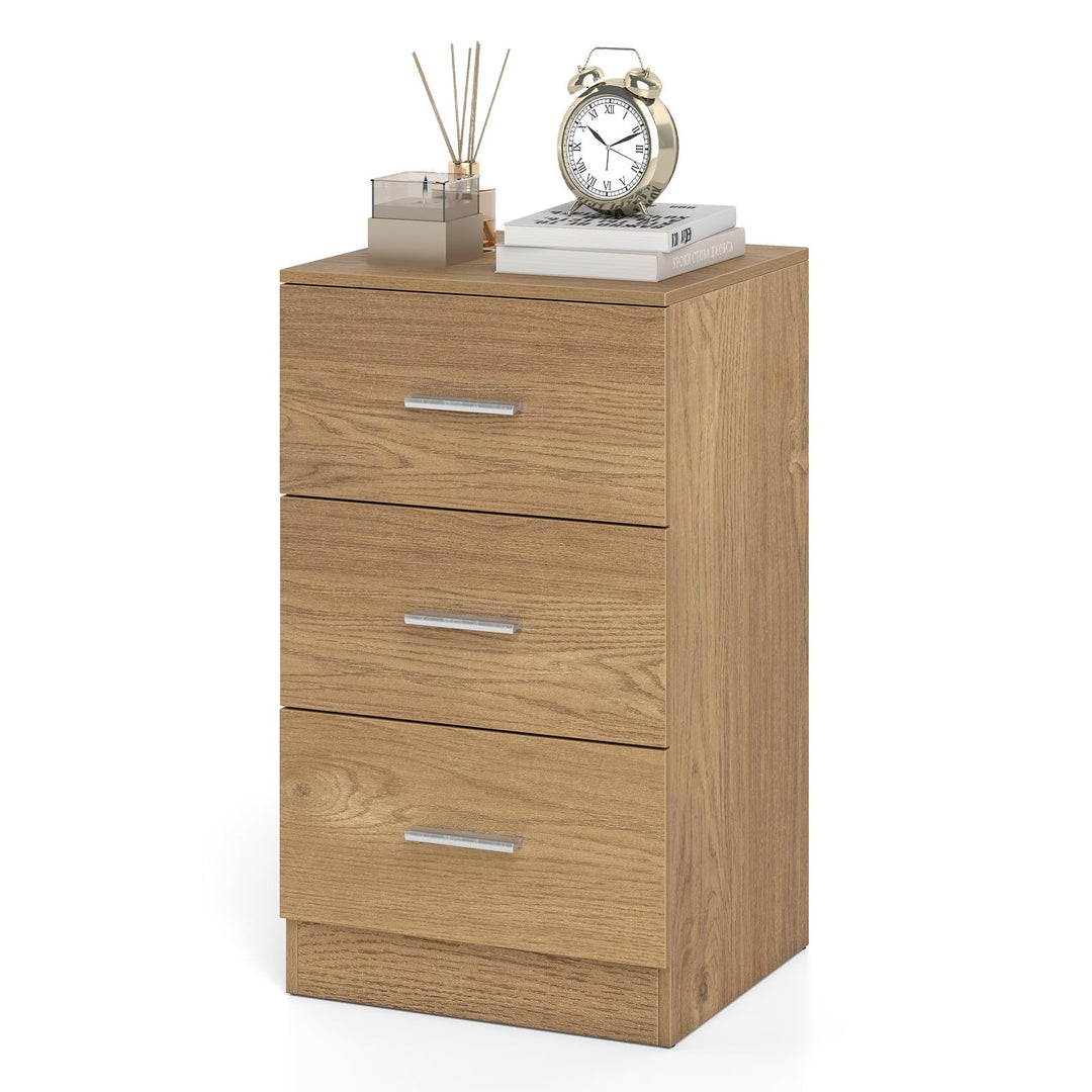COSTWAY Nachttisch mit 3 Schubladen, Nachtschrank für Boxspringbett, Nachtkommode, Nachtkonsole, Bei