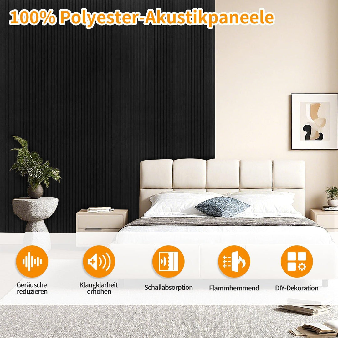 5.76㎡ Akustikpaneele 120x60 cm 8er Selbstklebend Akustikplatten Schallschutzplatten für Homeoffice &