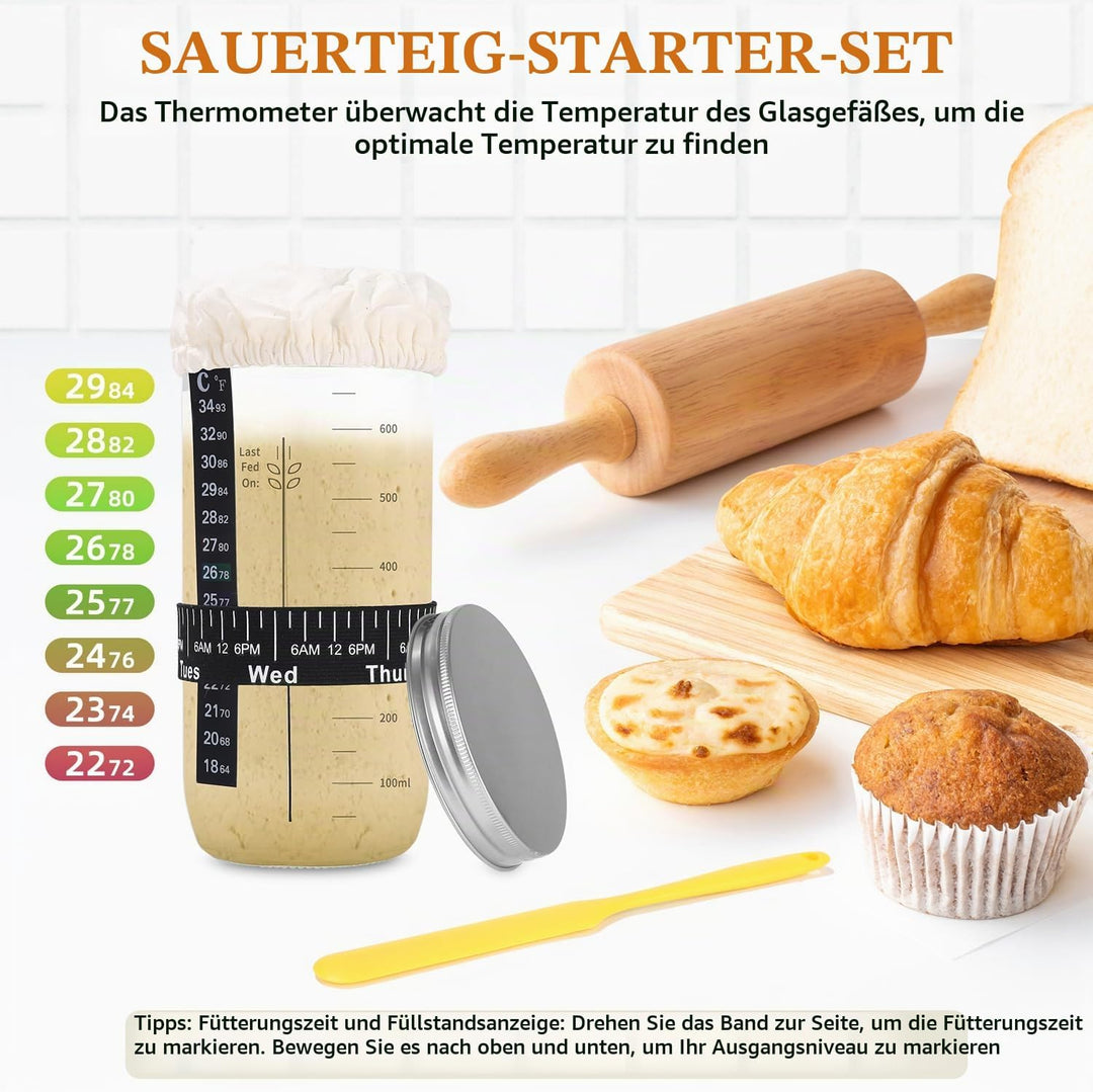 Gärkörbchen, 12-Teilig Sauerteig Starter Set, 2 Gärkorb Set aus Silikon - Gärkörbchen Oval und Rund,