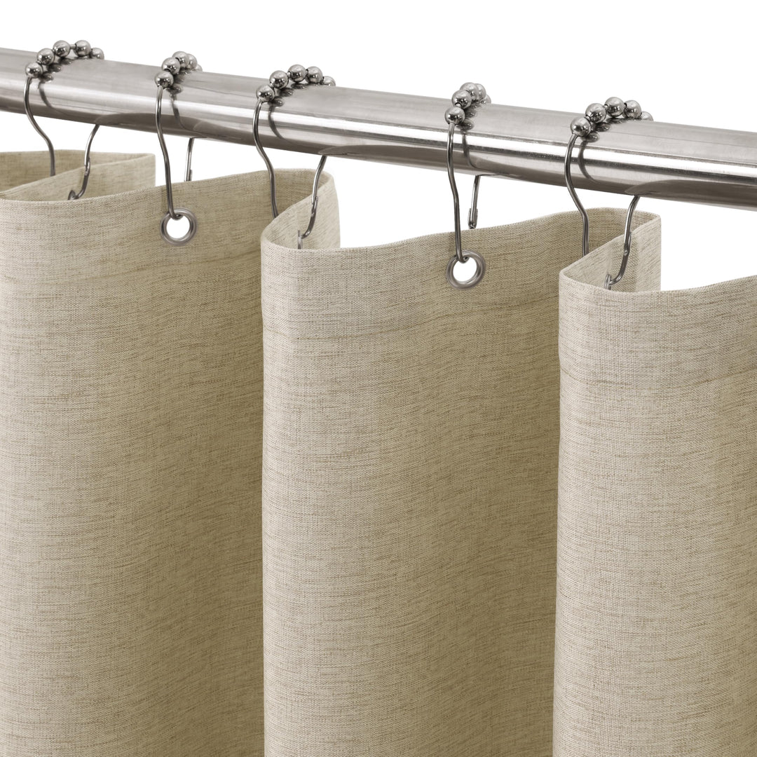 VANZAVANZU Duschvorhang Schmaler Leinen 92 x 182 cm mit Metall Duschvorhangringe Schwerer Stoff Text
