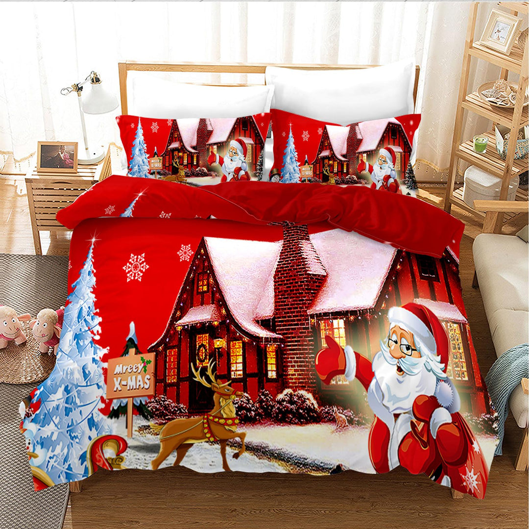 UGZDEA Weihnachts Bettwäsche Set, 3D Christmas Bettwäsche-Set Mit 2 Kissenbezügen, Weihnachtsmann, W