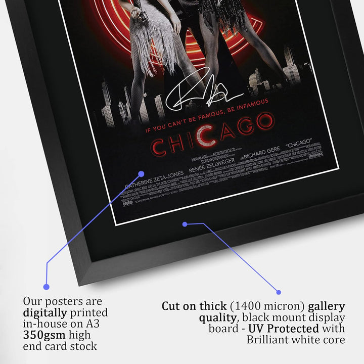 HWC Trading FR A3 Chicago Renée Zellweger, Catherine Zeta-Jones Geschenke Geduckter Poster Signierte