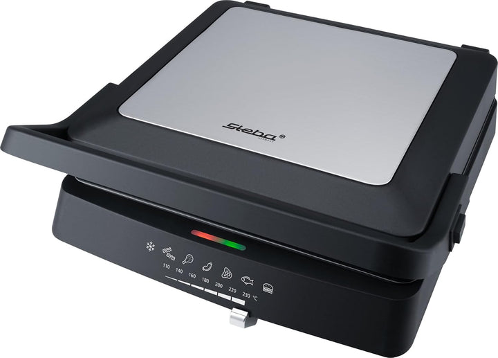 Steba FG 75 Panini-, Kontakt- und Tischgrill | PFAS-freie Grillplatten 27 x 24 cm, Betriebs- & Tempe
