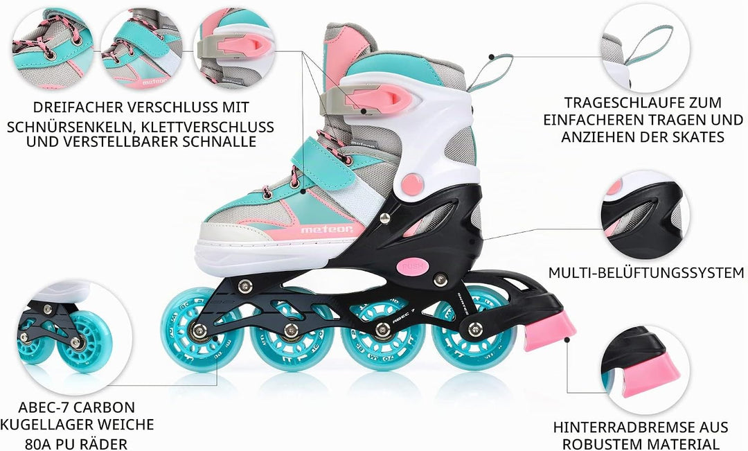 meteor® Inliner Rollen Inline Skates Mädchen und Jungen Inliner Kinder Inline Skates ABEC7 Rollen in